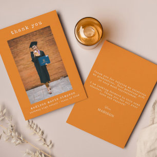 Graduation Minimalist Thank You Simple Photo Card