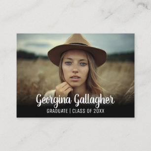 Graduation Modern Bold Photo   Grad Name Script Business Card