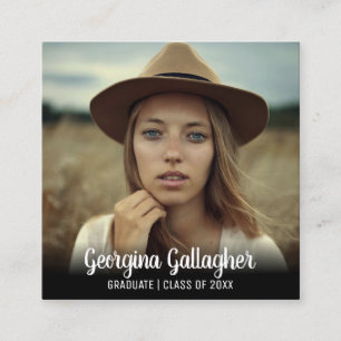 Graduation Modern Bold Photo   Grad Name Script Square Business Card