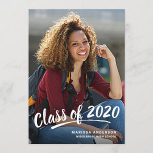 Graduation Modern Brush Script 2+Sided Party 2020 Invitation