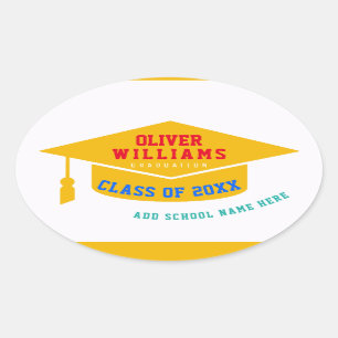 Graduation Modern Colour Oval Sticker