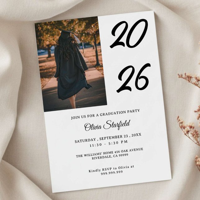 Graduation Modern Elegant Custom Photo celebration Invitation (Creator Uploaded)