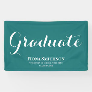 Graduation Modern Elegant Green Indoor Banner