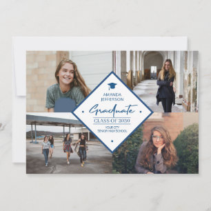 Graduation modern elegant script 4 photo collage announcement