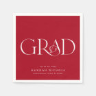 Graduation Modern Elegant Type Red Napkins