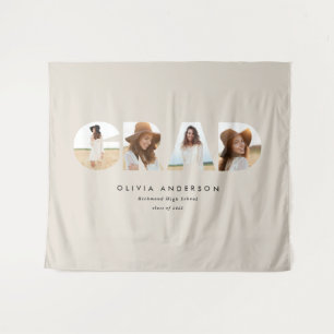 Graduation modern elegant typography multi photo tapestry