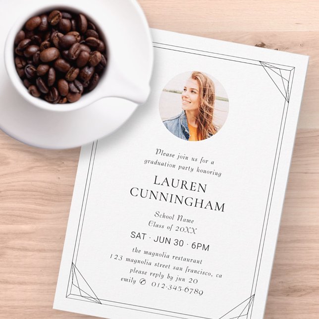 Graduation Modern Geometric Minimalist Photo Invitation (Creator Uploaded)