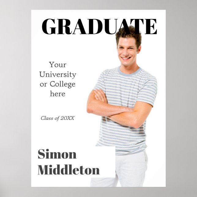 Graduation Modern Graduate Black Headline Photo   Poster (Front)