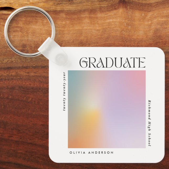 Graduation modern minimal aura pastel typography key ring (Front)