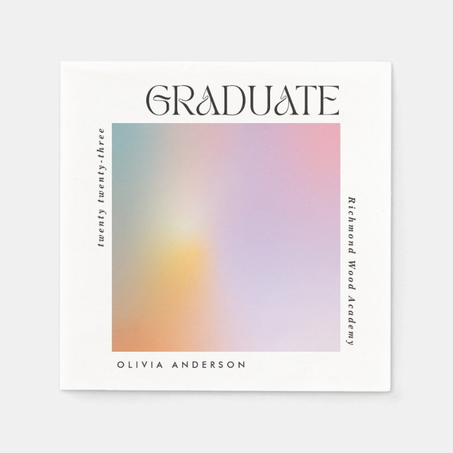 Graduation modern minimal aura pastel typography napkin (Front)