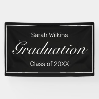 Graduation Modern Minimalist Black White Banner
