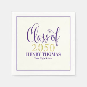 Graduation Modern Minimalist Class Of Purple  Napkin