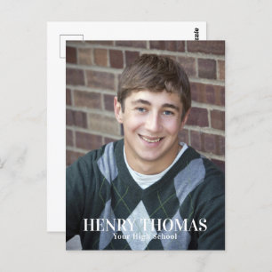 Graduation Modern Minimalist Script Orange Postcard