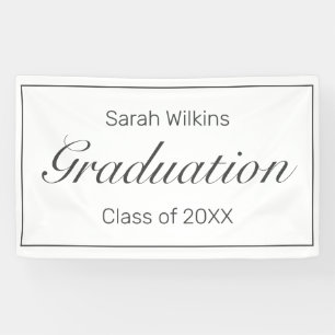 Graduation Modern Minimalist White Black Banner