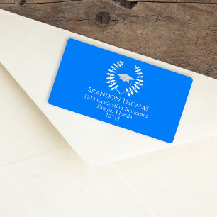 Graduation Modern Mortarboard Classic Azure Blue Label