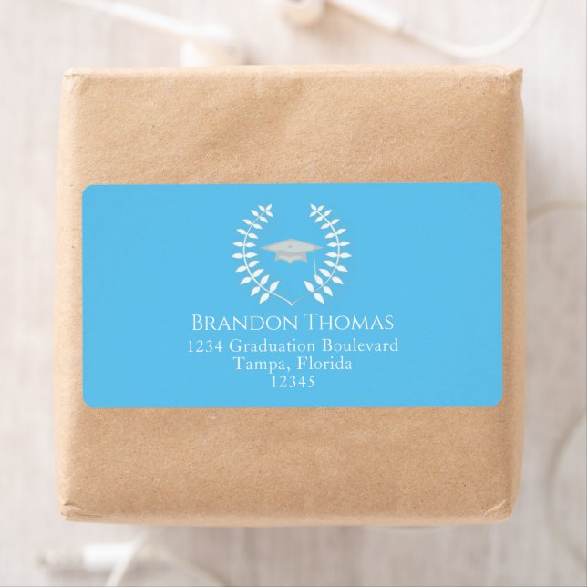 Graduation Modern Mortarboard Elegant Light Blue (Insitu)