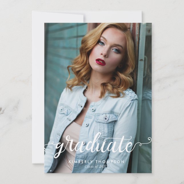 Graduation Modern Photo Script Announcement (Front)