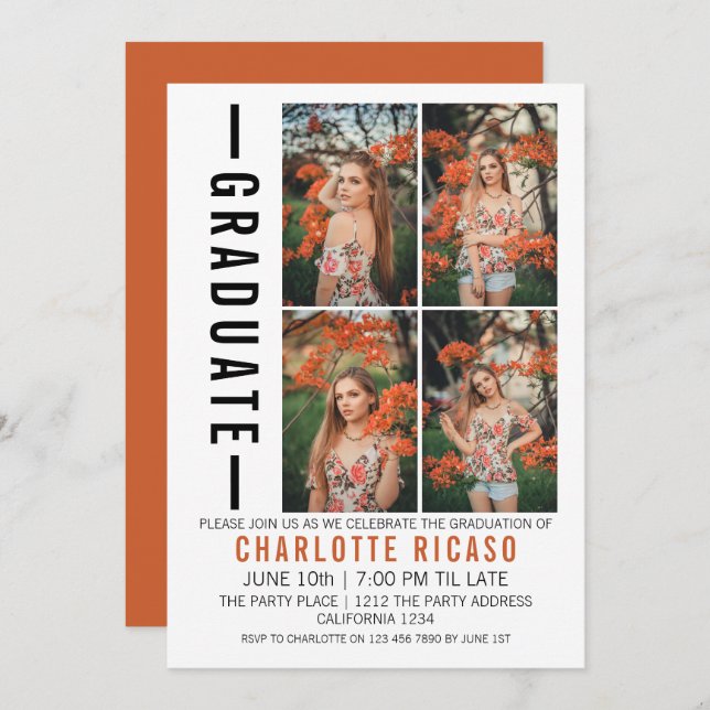 Graduation Modern Photo Template Personalised (Front/Back)