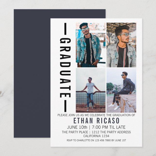 Graduation Modern Photo Template Personalised (Front/Back)