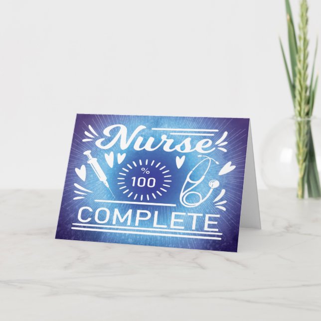 Graduation Modern Purple Grad Nurse Card (Front)