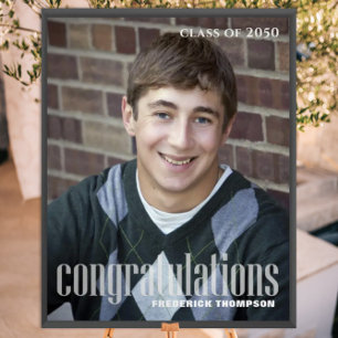 Graduation Modern Two Photo Minimalist Script Poster