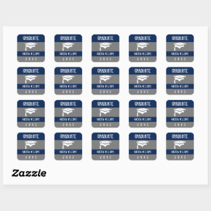 Graduation Modern Typography White Navy Sticker
