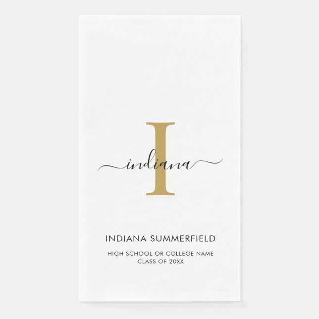 Graduation Monogram Name Script Party Napkin (Front)