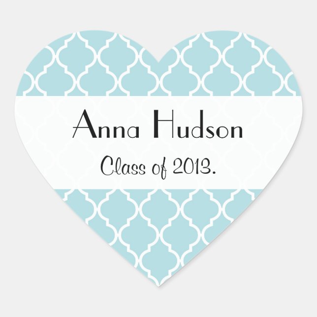 Graduation - Moroccan Trellis, Latticework - Blue Heart Sticker (Front)