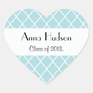 Graduation - Moroccan Trellis, Latticework - Blue Heart Sticker