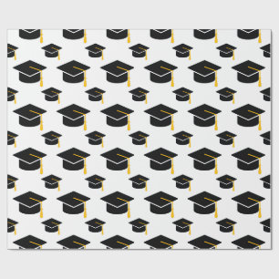 Graduation Mortarboard Silhouette Graduate Wrapping Paper