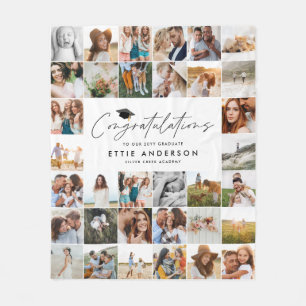 Graduation multi photo congratulations gift fleece blanket