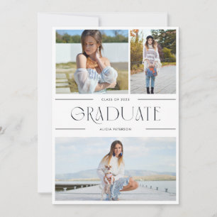 Graduation multi photo invite grad party black