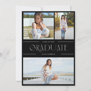 Graduation multi photo invite grad party black
