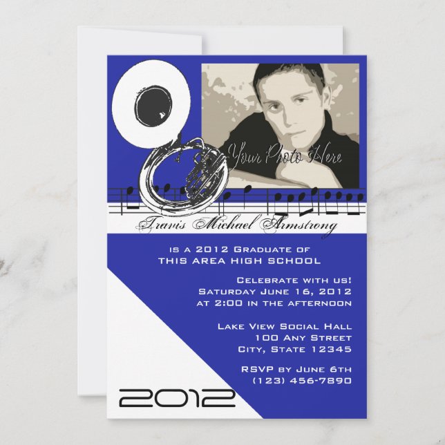 Graduation Music/ Tuba Invitation (Front)
