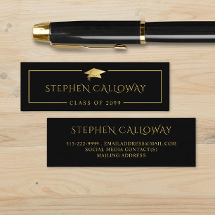 Graduation Name Card Elegant Black Gold Cap Insert