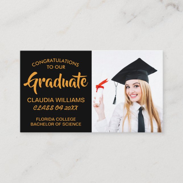 Graduation Name Card - Elegant Classic Insert Card (Front)