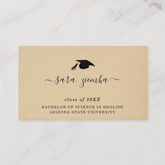 Graduation Name Card Grad Announcement Insert (Front)
