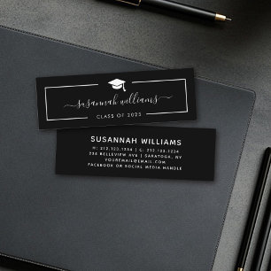 Graduation Name Card   Modern Script Black Card