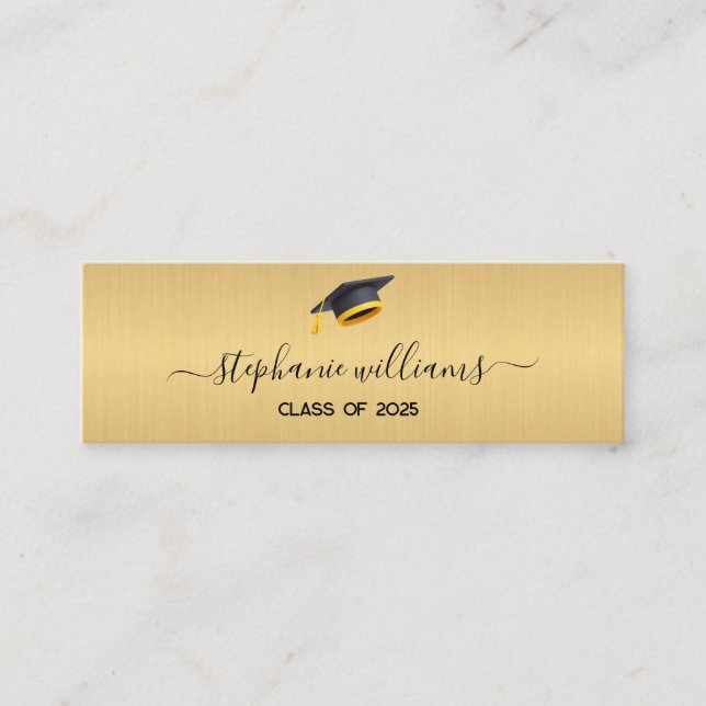 Graduation Name Card Modern Script Insert Gold (Front)
