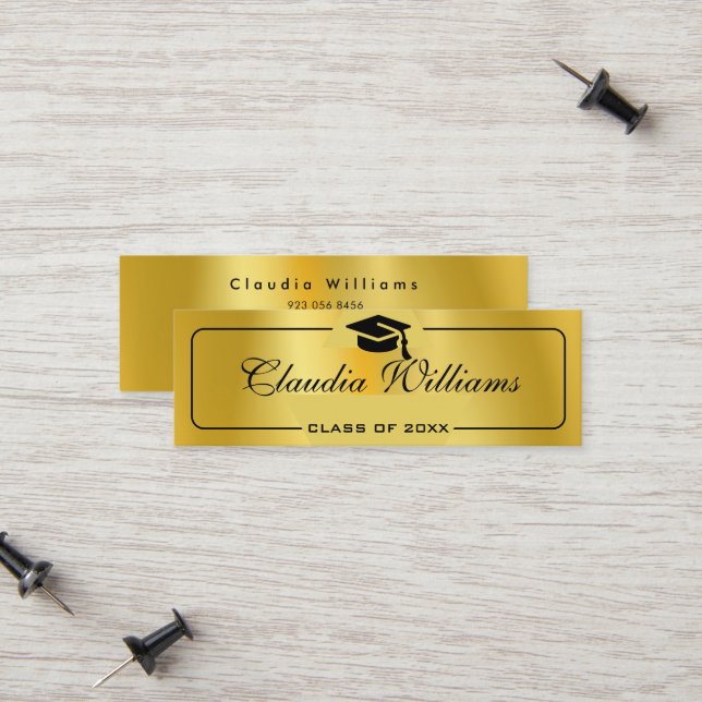 Graduation Name Card Modern Script Insert Gold (Front/Back In Situ)