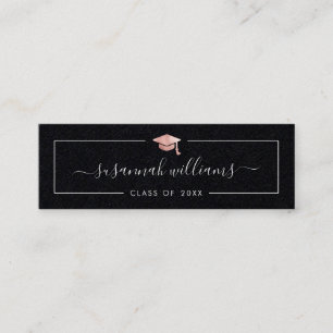 Graduation Name Card Modern Script Rose Gold Cap