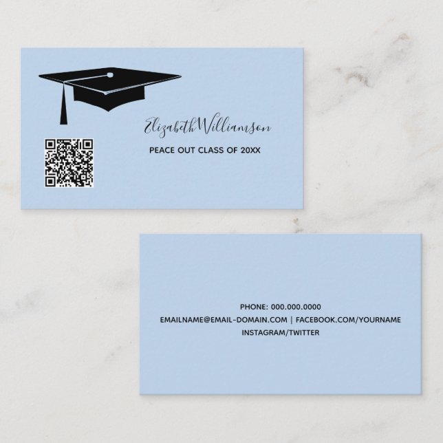 Graduation Name Card QR Code Insert Card (Front/Back)