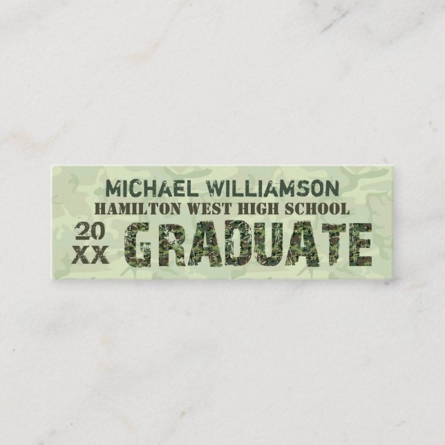 Graduation Name Card Senior Year Insert Camouflage (Front)