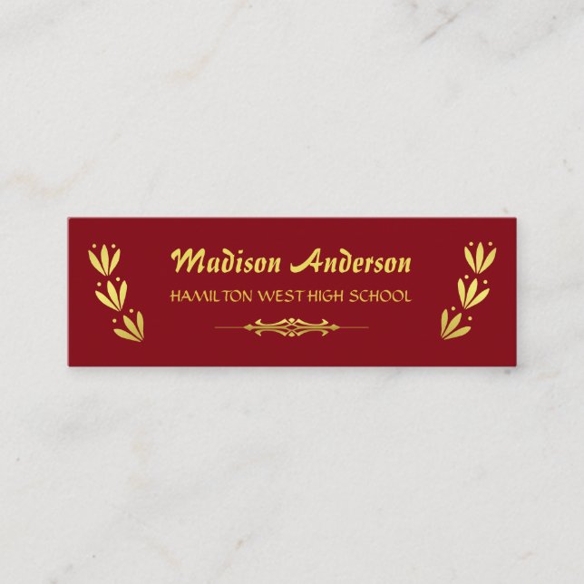 Graduation Name Card Senior Year Insert Gold Red (Front)