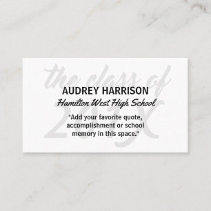 Graduation Name Card Senior Year Inserts Grey Key
