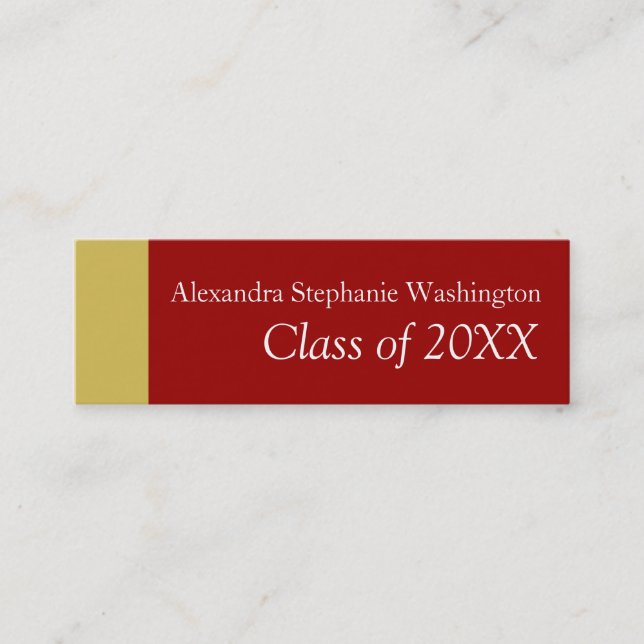 Graduation Name Card Set, Red/Gold Keepsake (Front)
