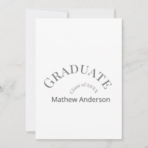 Graduation name class of 20XX gray bold stylish  Invitation