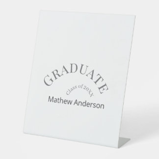Graduation name class of 20XX gray bold stylish  Pedestal Sign