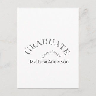 Graduation name class of 20XX gray bold stylish  Postcard