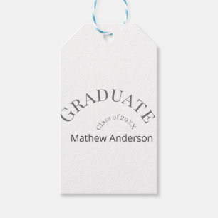 Graduation name class of 20XX grey bold stylish Gift Tags